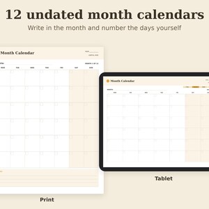 Undated Monthly Planner Printable, Goal Setting, Habit Tracker, Review PDF, Letter A4 A5 Tablet image 5