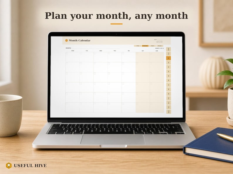 Undated Monthly Planner Printable, Goal Setting, Habit Tracker, Review PDF, Letter A4 A5 Tablet image 10