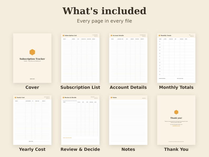 Subscription Tracker Printable, Recurring Payment Log, Streaming Service List PDF, Letter A4 A5 GoodNotes 画像 2