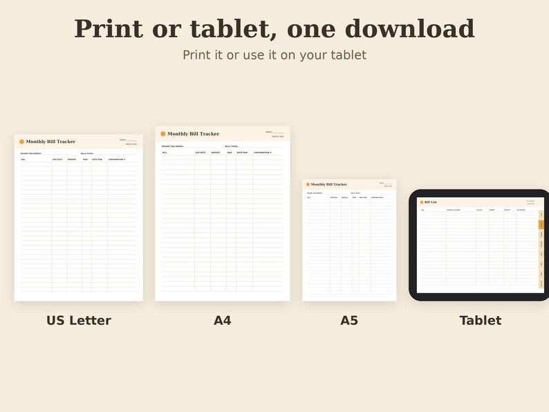 Bill Payment Tracker Printable, Due Date Checklist, Expense Log PDF, Letter A4 A5 GoodNotes image 3
