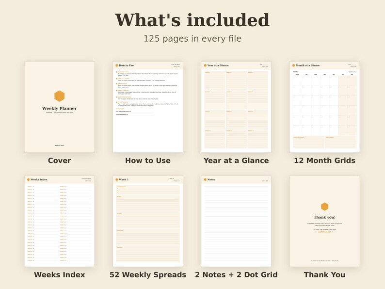 Undated Weekly Planner Printable, Monthly Calendar, Year Overview PDF, Letter A4 A5 Tablet image 8