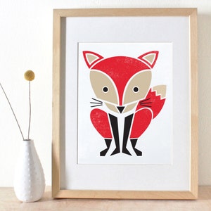 Red Fox Art Print- Screenprint- Nursery Art