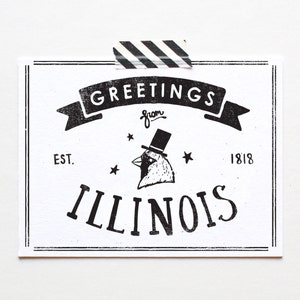 Screenprinted State of Illinois Postcard