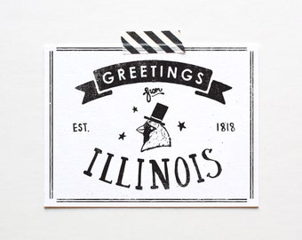 Screenprinted State of Illinois Postcard