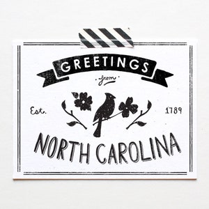 Cartolina dello stato della Carolina del Nord