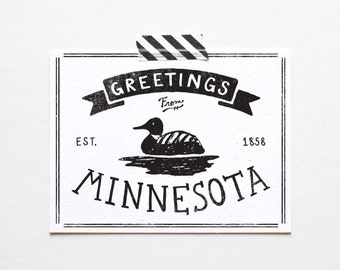 Screenprinted State of Minnesota Postcard
