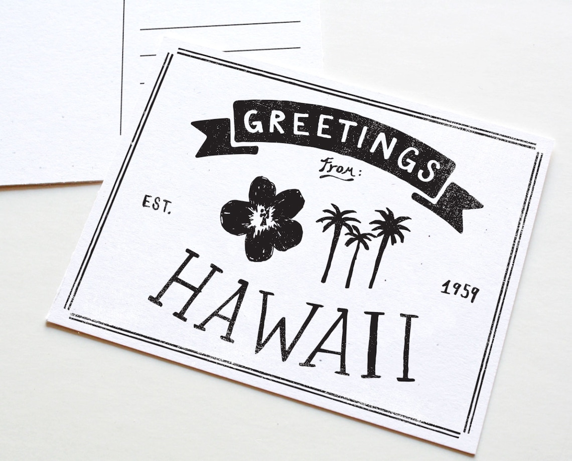 State of Hawaii Postcard Etsy