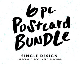 Set of PostCards, 6 Piece Bundle, Single Design, Card Pack