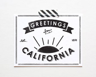 State of California Postcard, Screenprinted