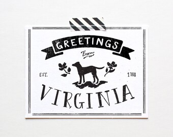 Screenprinted State of Virginia Postcard