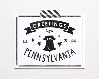 Screenprinted State of Pennsylvania Postcard