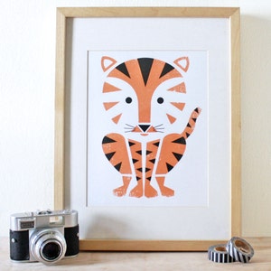 Tiger Art Print- Screenprint- Kids Art