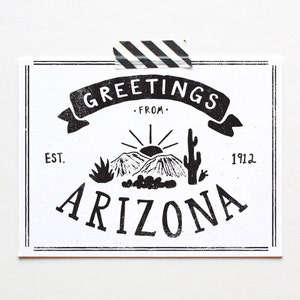 Screenprinted State of Arizona Postcard