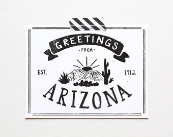 Screenprinted State of Arizona Postcard