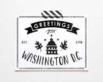 Screenprinted Washington D.C. Postcard