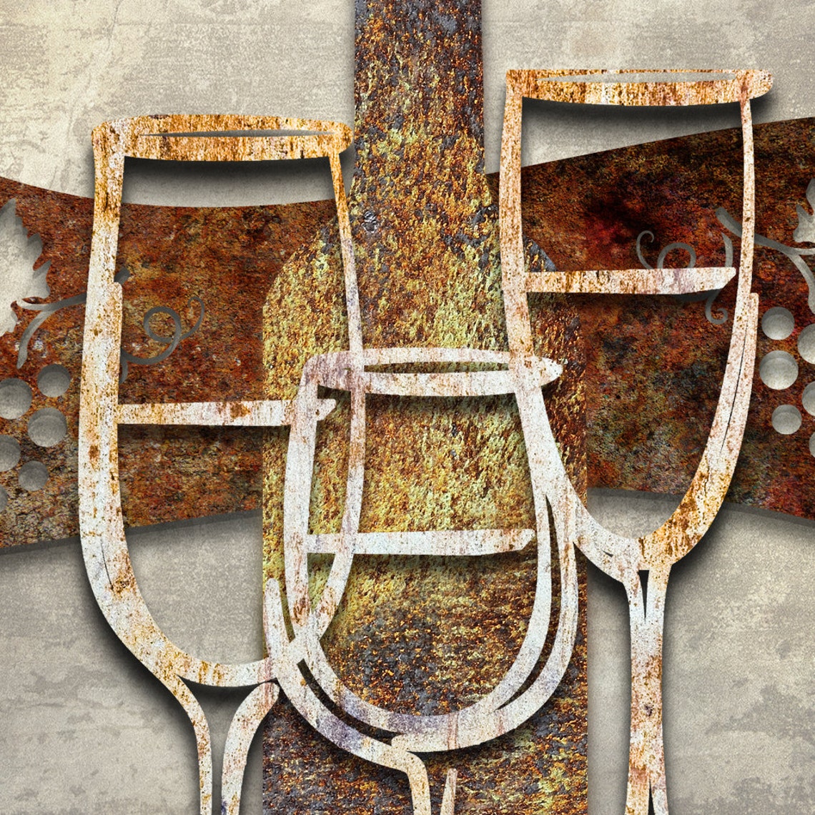 Metal Wall Art Wine Glasses Wine Time Sculpture Etsy