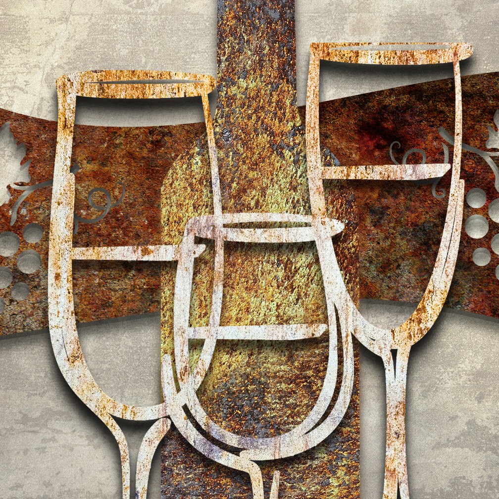 Metal Wall Art Wine Glasses Wine Time Sculpture Etsy