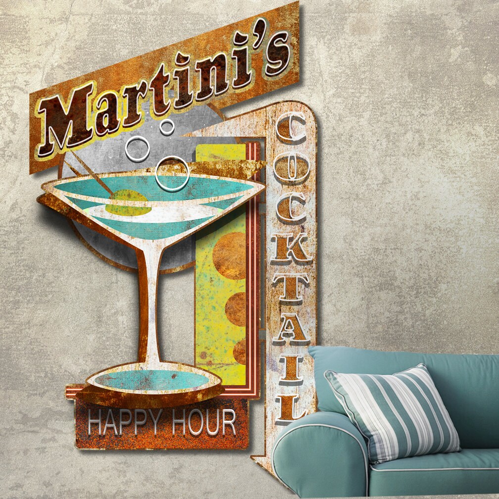 Metal Wall Art 3D Dimensional Martini's Happy Hour Metal Etsy