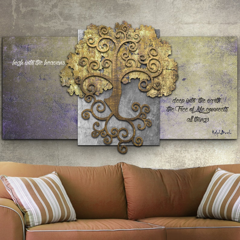 Metal Wall Art Tree of Life Triptych 3D Dimensional Metal Wall Etsy