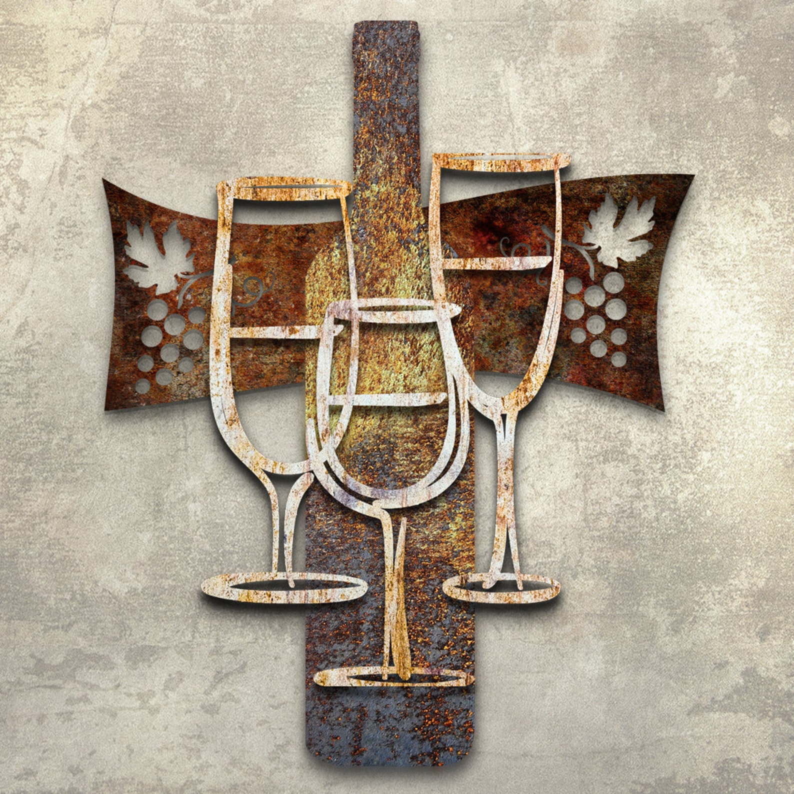 Metal Wall Art Wine Glasses Wine Time Sculpture Etsy