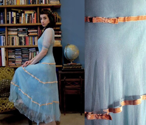 30's Silk Tulle Gown 3pc