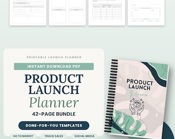 Produktlaunch-Planer (druckbares PDF), Business-Arbeitsbuch, Marketingstrategieplaner, Checkliste für Produktrecherche und -launch, bearbeitbar mit Canva