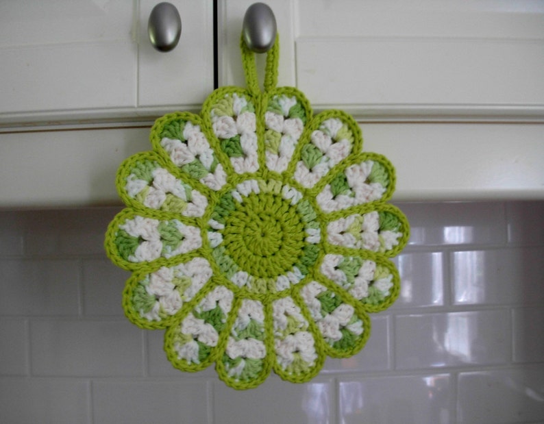Crochet Potholder Hot Pad Flower Pot Holder Kitchen Decor Etsy