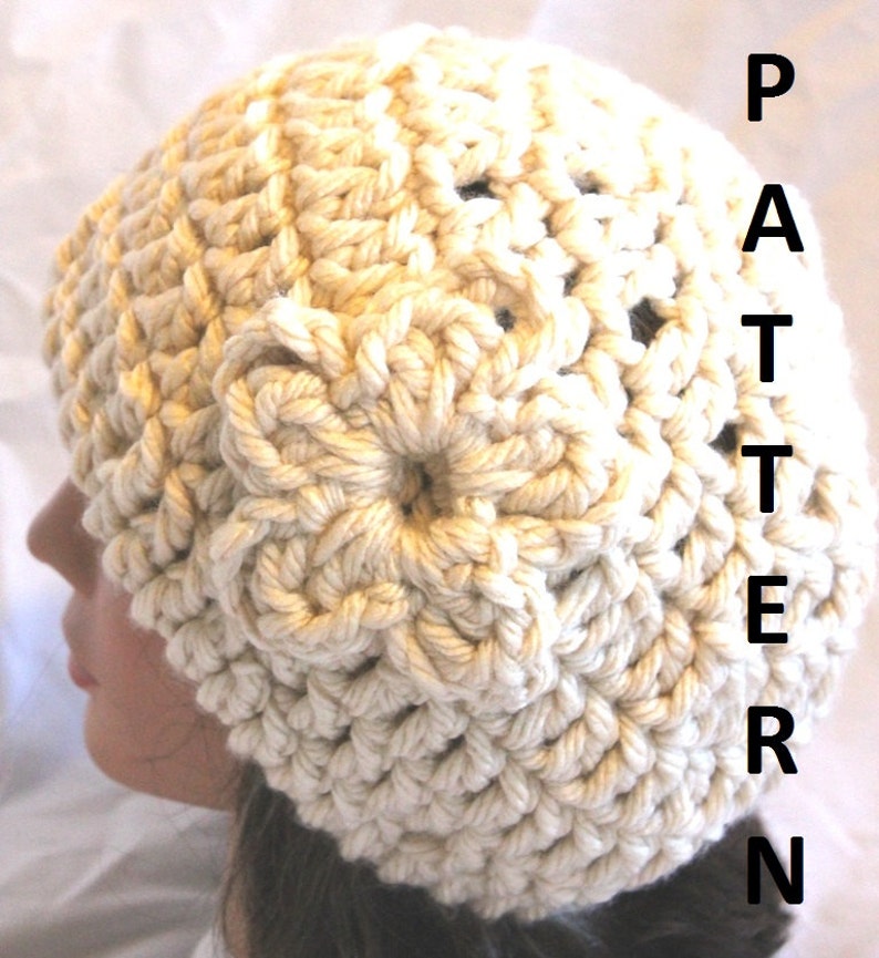 Instant Download Crochet Beanie Pattern Flower Beanie Hat Etsy