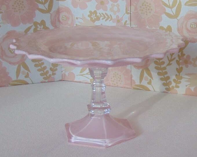 Pink Glass Cake Stand, 8.5" Cake Stand, Cupcake Stand, Pink Cake ...