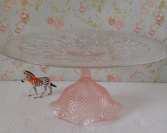 13.5 inch Cake Stand, Pink Cake Stand, Glass Cake Stand, Wedding Cake Stand, Baby shower Dessert Stand