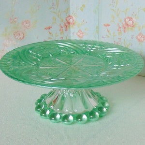 Mint Green Glass Cake Stand, 8 Cake Stand, Cupcake Stand, Mint Green Cake Stand, Mint Baby Shower, Mint Green Wedding, Birthday Cake Plate image 1