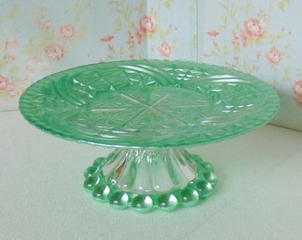 Mint Green Glass Cake Stand, 8" Cake Stand, Cupcake Stand, Mint Green Cake Stand, Mint Baby Shower, Mint Green Wedding, Birthday Cake Plate