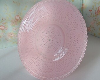 8.0" Distressed Pink Glass Cake Stand, Small Cake Stand, Glass Cupcake Stand, Baby Pink Cake Stand, Baby Shower, Distressed Dessert Stand