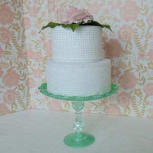 Mint Cake Stand, 10.0 Green Cake Stand, Mint Green Cake Pedestal, Mint Baby Shower, Wedding Cake Stand image 2