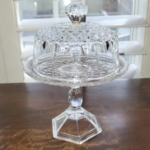 Petite Glass Cloche and Pedestal, Tea Party Stand, Mini Dessert Stand with Lid