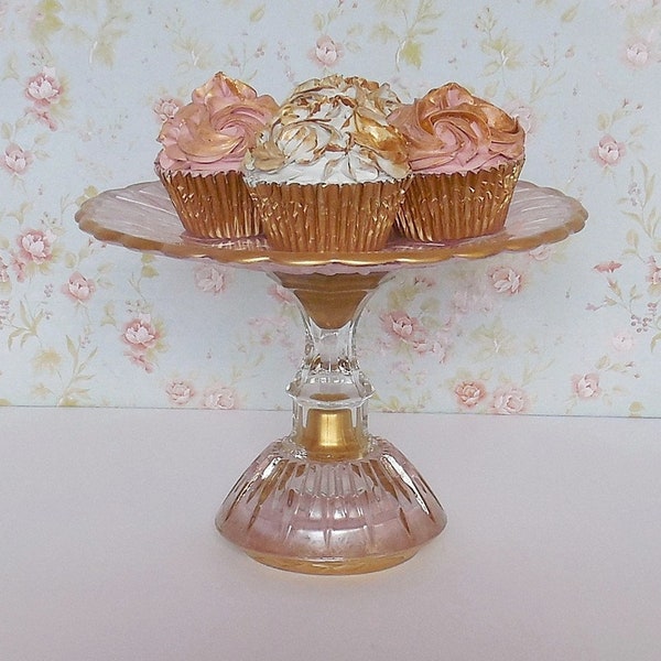 Pink Gold Cake Stand / Glass Cake Stand / Crystal Cake Stand / Baby Shower / Weddings