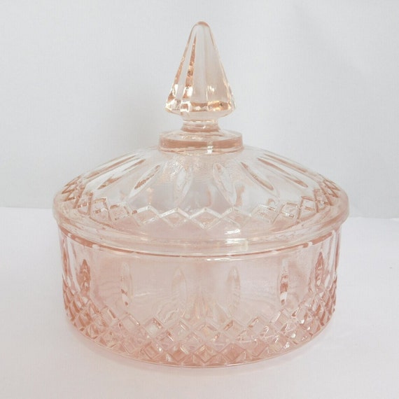 Vintage Pink Glass Candy Box, Princess Pink Indiana Glass Lidded Dish Il_570xn