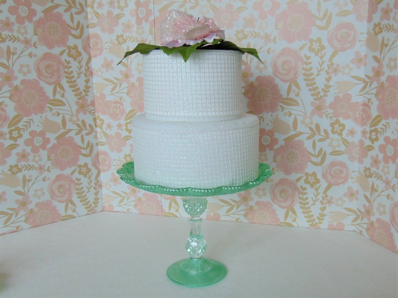 Mint Cake Stand, 10.0 Green Cake Stand, Mint Green Cake Pedestal, Mint Baby Shower, Wedding Cake Stand image 2