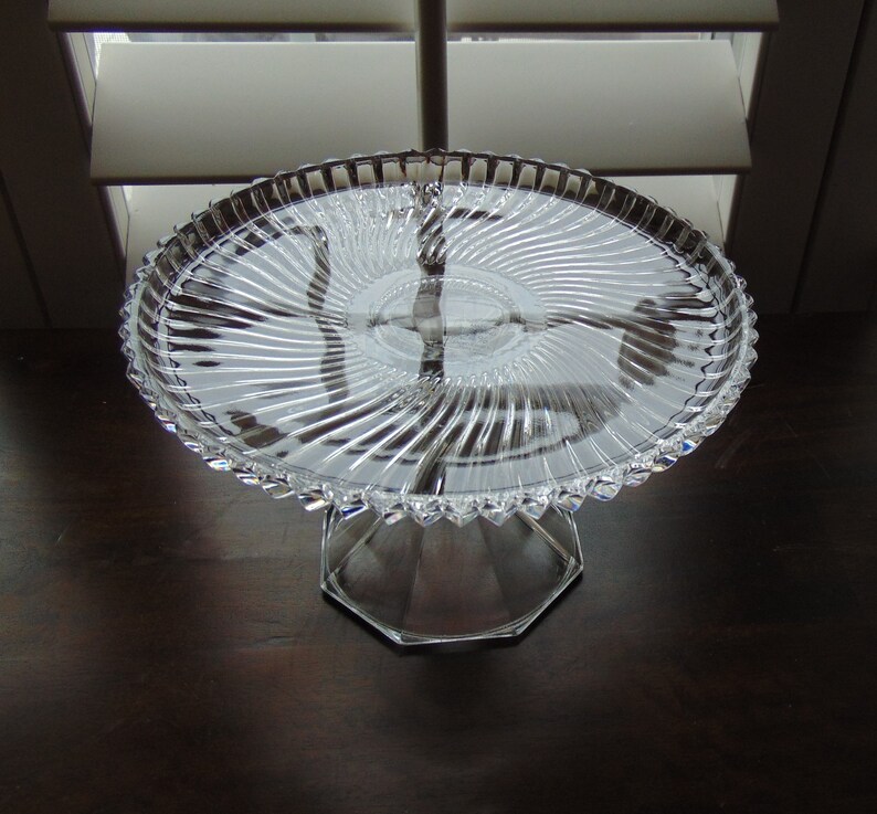 Crystal Glass Cake Stand, Small Cake Stand, Dessert Pedestal Stand, Weddings, Baby Shower, Small Dessert Stand image 3