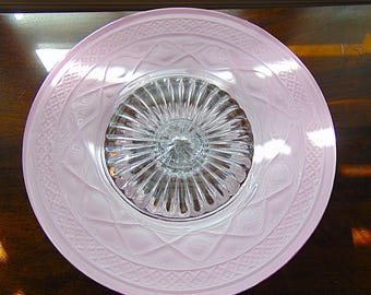 Handcrafted Pink Glass Cake Stand, Dessert Pedestal, 8" Cake Plate