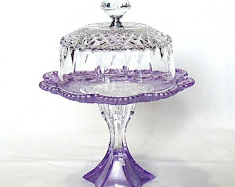 Petite Glass Cloche and Pedestal, Lavender Tea Party Stand, Mini Dessert Stand with Lid, Petite Four Display