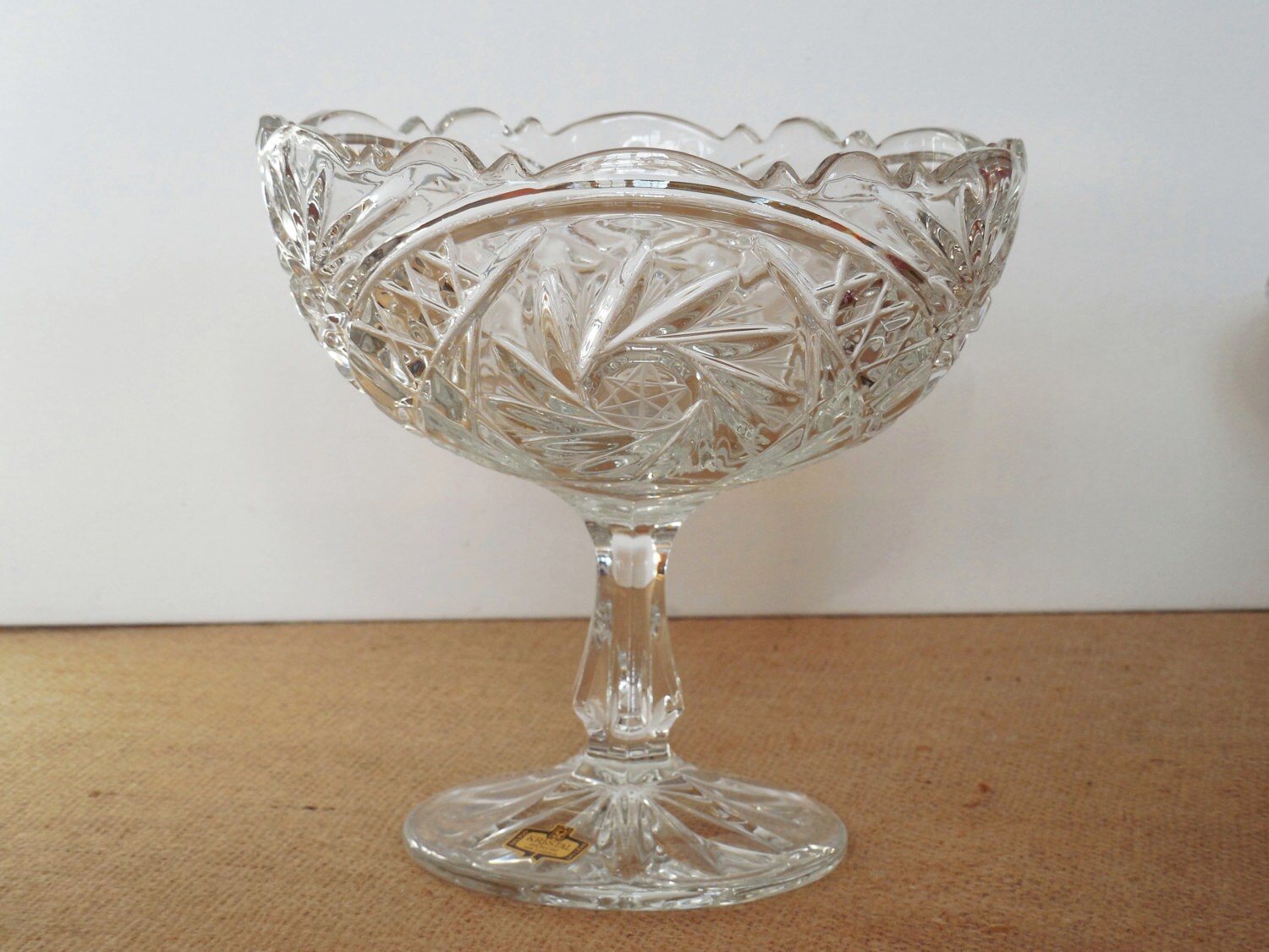 Large Crystal Compote / Vintage Crystal Compote / Leaded Etsy