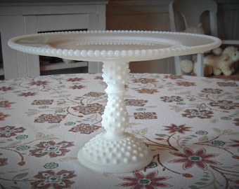 Beaded Edge Milk Glass Cake Stand, Made with Vintage Milk Glass Cake Pedestal, White Vintage Dessert Stand, Wedding, Baby Shower