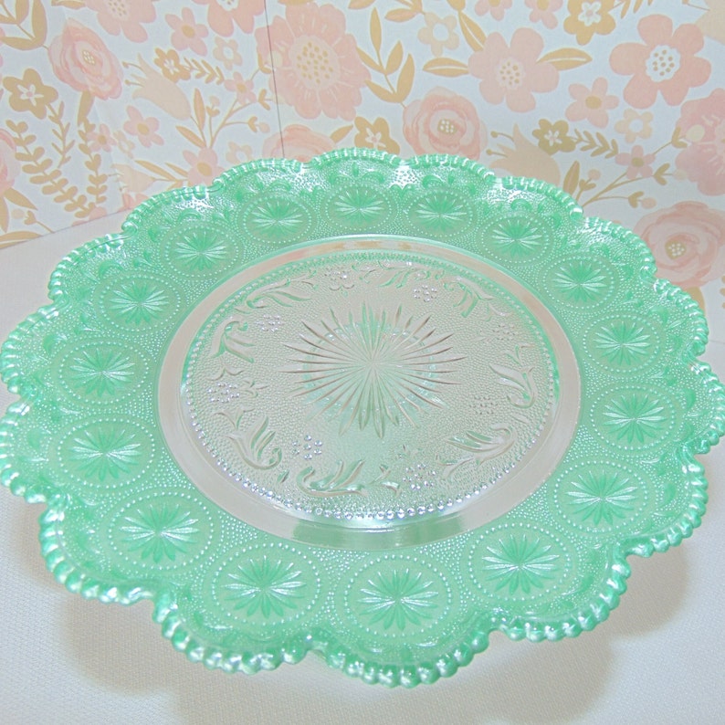 Mint Cake Stand, 10.0 Green Cake Stand, Mint Green Cake Pedestal, Mint Baby Shower, Wedding Cake Stand image 3