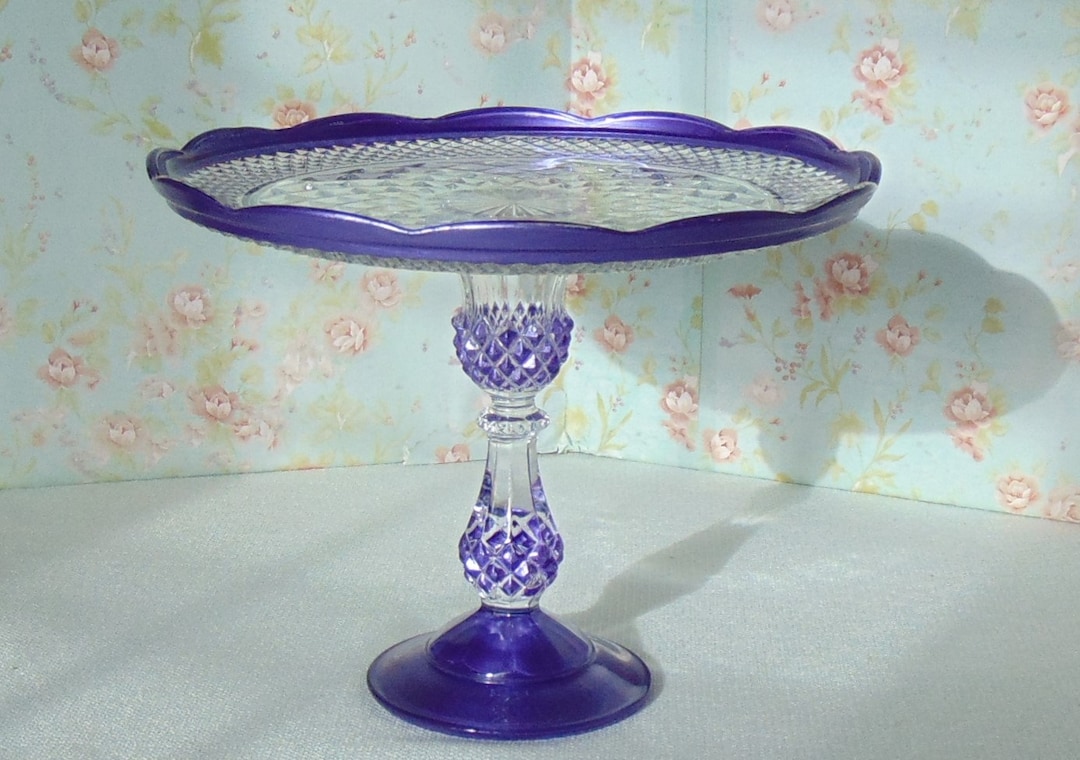 Ceramic Cake Plate with Hand Painted Vintage Flower – Rice