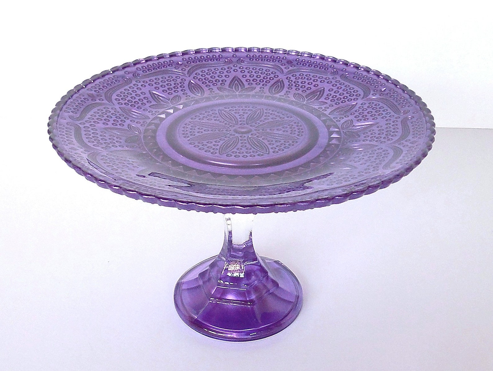 8.0 Purple Glass Cake Stand Cupcake Stand Dessert Etsy