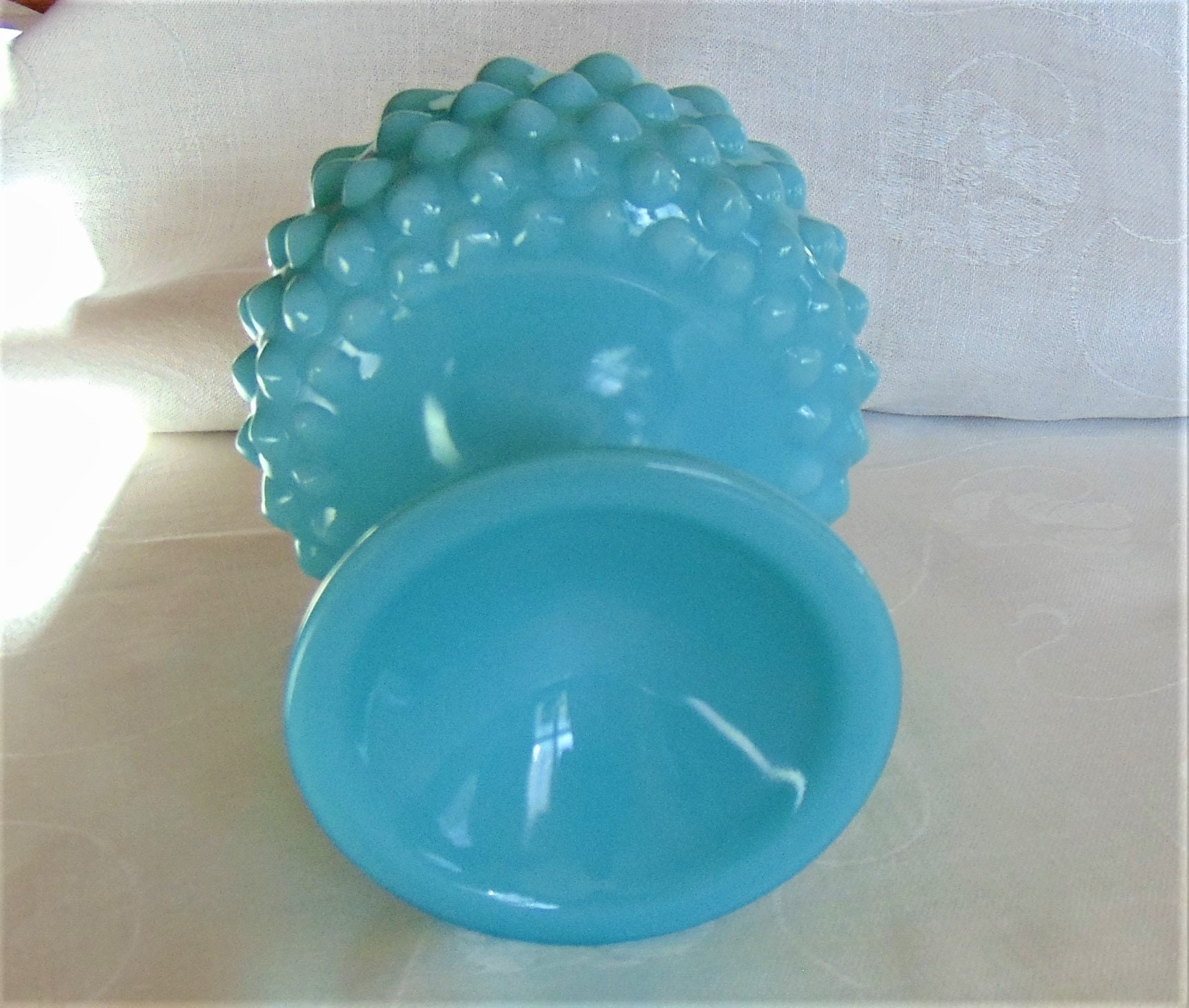フェントン ブルーベルの蓋つきキャンディディッシュ(Fenton