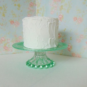 Mint Green Glass Cake Stand, 8 Cake Stand, Cupcake Stand, Mint Green Cake Stand, Mint Baby Shower, Mint Green Wedding, Birthday Cake Plate image 3
