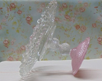 Pink Glass Cake Stand, 8" Cake Stand, Cupcake Stand, Pink Cake Pedestal, Wedding Cake Stand, Baby Shower Dessert Stand