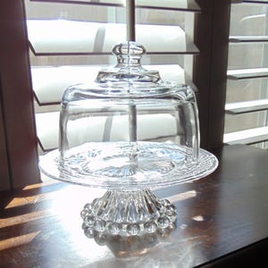 Vintage Glass Dessert Stand with Dome: Handcrafted Dessert Display